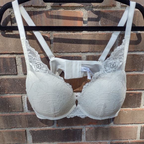 Torrid Curve Bra XO Plunge Push Up Underwire Floral Lace White size 42B NWOT - Picture 3 of 7